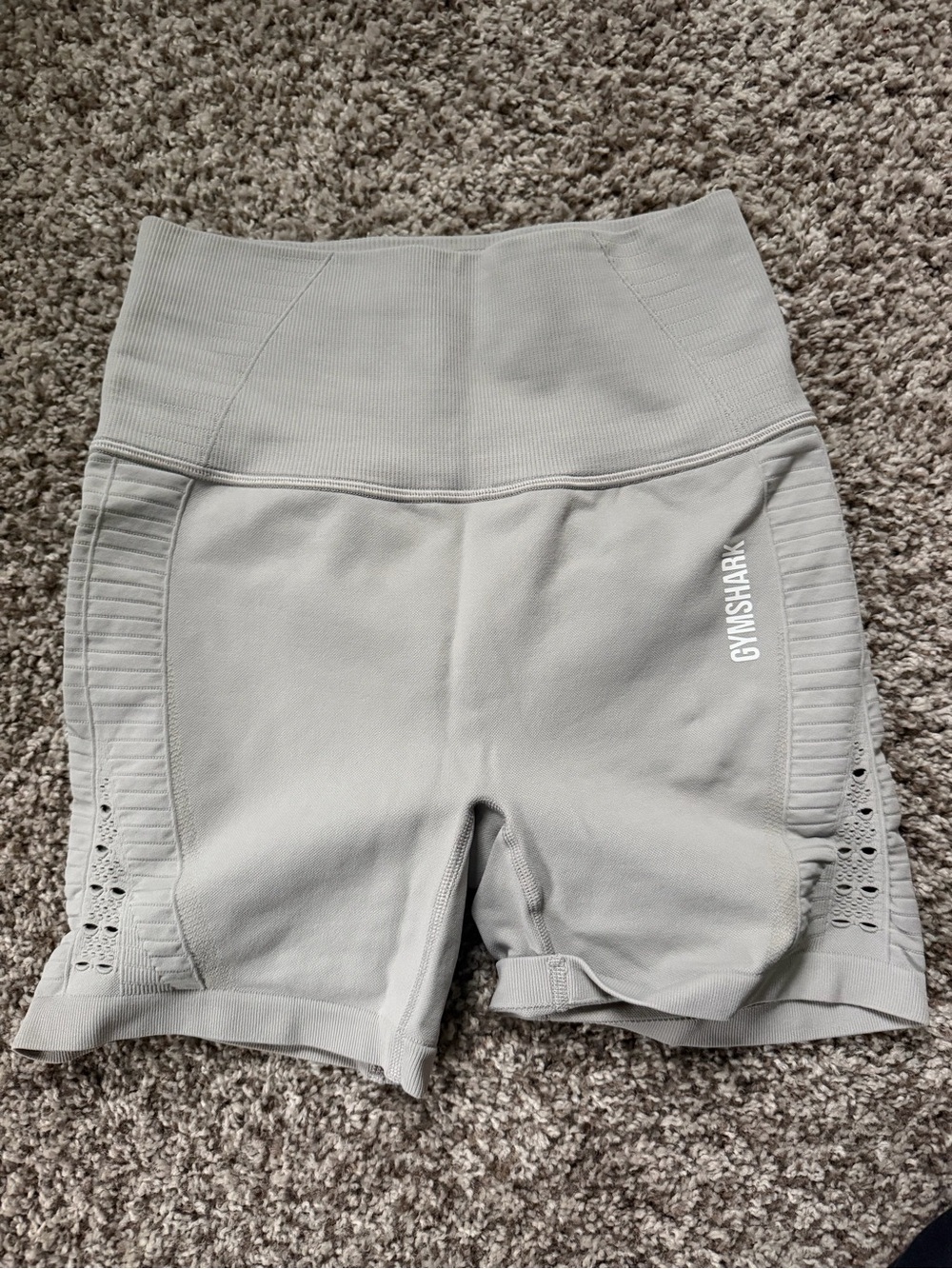 Gymshark Light Gray High-Waist Sculpt Bike Shorts